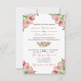 Invitación Boda de Rosas florales de Pink Rose Creamy Marsala