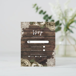 Invitación Boda de Rosas Florales Doradas en Madera Rústica d