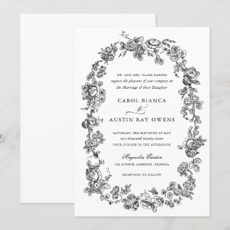 Invitación Boda de Rosas Francesas Vintage Floral Elegante