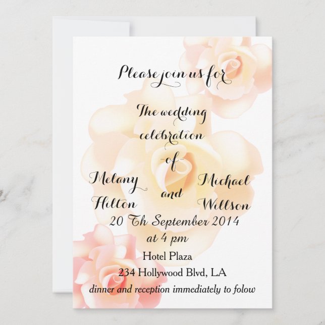 Invitación Boda de rosas gentiles y románticos de época (Anverso)