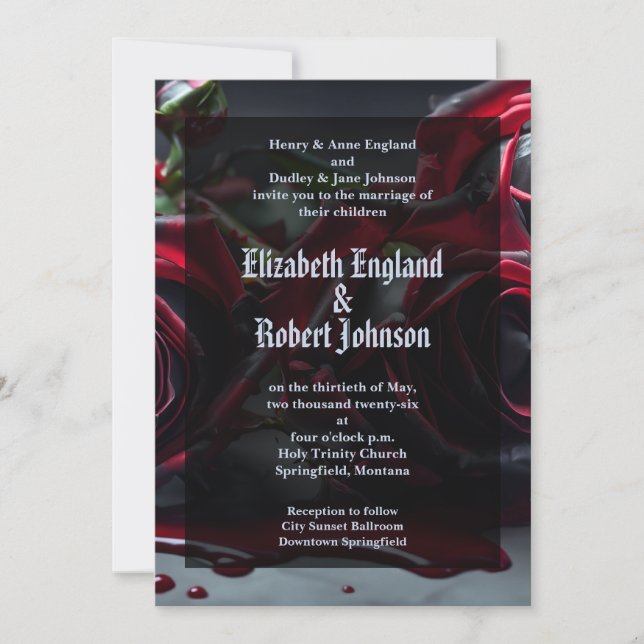 Invitación Boda de Rosas góticos (Anverso)