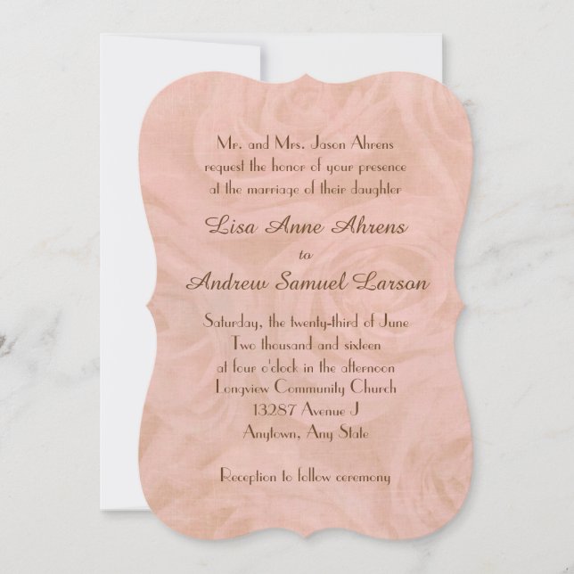 Invitación Boda de Rosas Linen (Anverso)