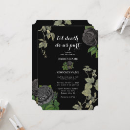 Invitación Boda de Rosas negros en Halloween gótico