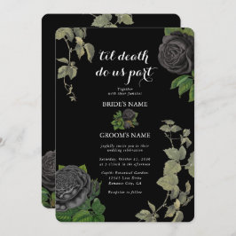 Invitación Boda de Rosas negros en Halloween gótico