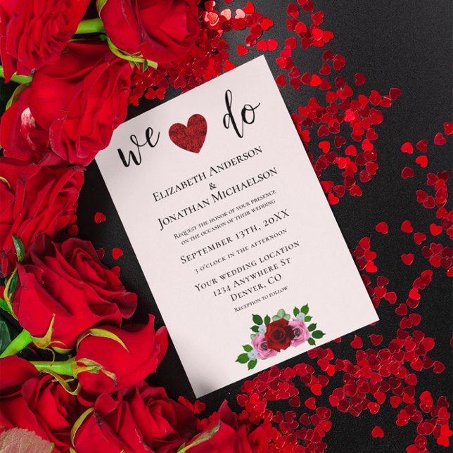 Invitación Boda de rosas rojas y rosas (Subido por el creador)