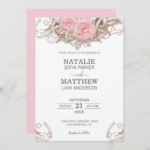 Invitación Boda de rosas rosadas