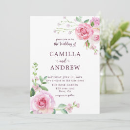 Invitación Boda de rosas rosadas de Rubor