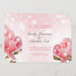 Invitación Boda de rosas rosadas elegantes