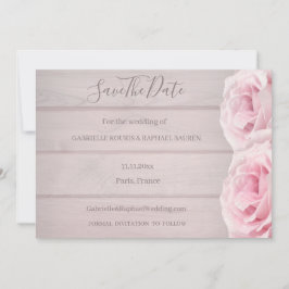 Invitación Boda de rosas rosadas reales de madera rústica gua