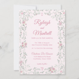 Invitación Boda de Rosas Rosadas Románticas y Verdor