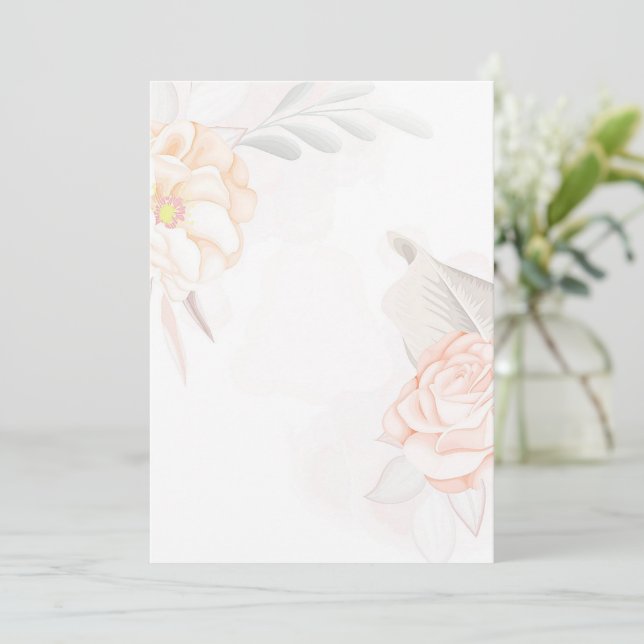 Invitación Boda de rosas rosadas Rubor presupuesto en blanco (Anverso de pie)