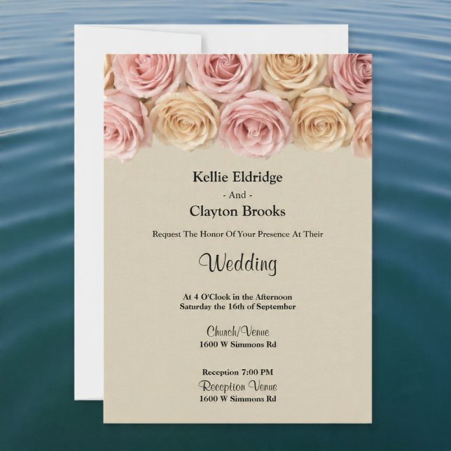 Invitación Boda de Rosas Rosadas y Champán (Subido por el creador)