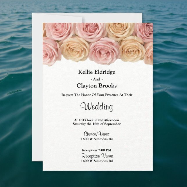 Invitación Boda de Rosas Rosadas y Champán (Subido por el creador)