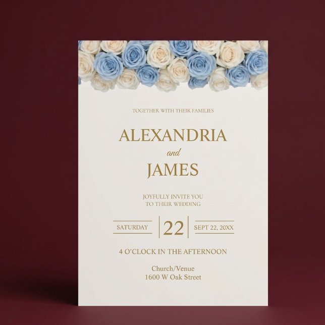 Invitación Boda de Rosas Rosadas y Champán (Subido por el creador)