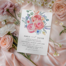 Boda de rosas rosadas y eucalipto en acuarela eleg