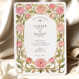 Invitación Boda de rosas rosas rosas romanas de Art Nouveau