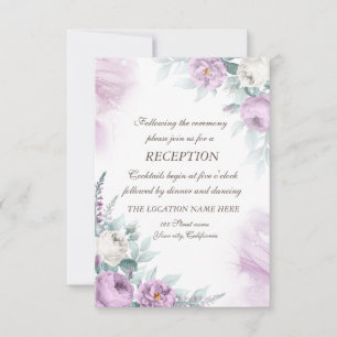Invitación Boda de Rosas Violetas de Acuarela con Lunares