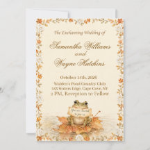 Boda de rosas y rana de acuarela de otoño encantad