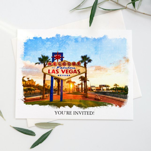 Invitación Boda de Rótulo de acuarela Las Vegas (Subido por el creador)