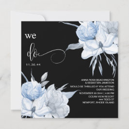 Invitación *~* BODA de RSVP con el Bouquet azul silenciado fl