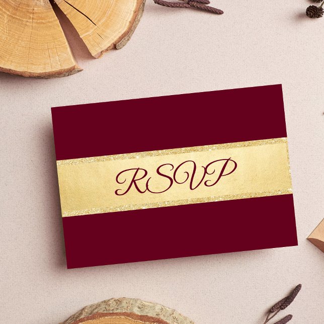 Invitación Boda de RSVP de Borgoña de otoño elegante y person (Subido por el creador)