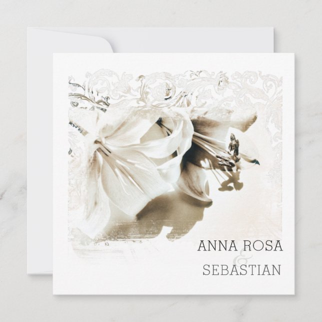 Invitación *~* Boda de RSVP de Floral Ornate Lily AR12 QR (Anverso)