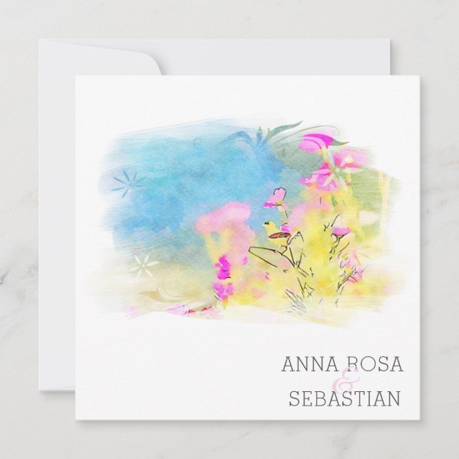 Invitación *~* Boda de RSVP de las Flores de aves Artsy AR12  (Anverso)