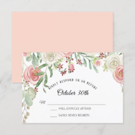 Invitación Boda de RSVP Pale Rubor Rosas de marfil Floral