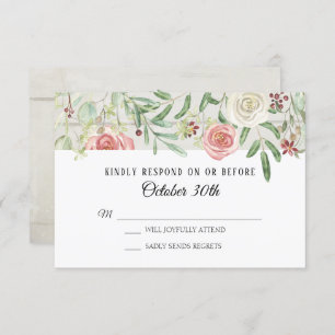 Invitación Boda de RSVP Rubor Rosa de marfil plancha de mader