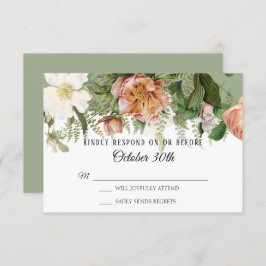 Invitación Boda de RSVP Sage Rubor Ivory Rosa Peony Ferns