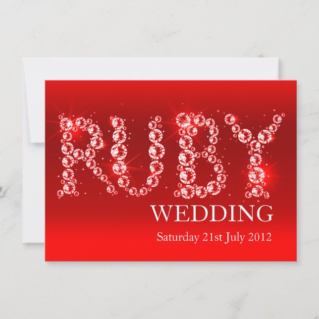Invitación Boda de rubí chisporroteo en fiesta de piedras inv (Anverso)