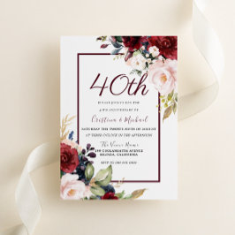 Invitación Boda de Rubí Floral 40 Aniversario de Boda