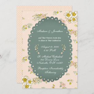 Invitación Boda de Rubor Floral con guión antiguo