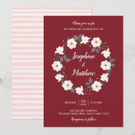 Invitación Boda de Rubor Floral Wreath Bugundy