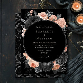 Invitación Boda de Rubor gótico vintage negro oscuro