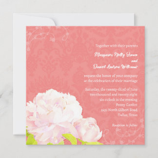 Invitación Boda de Rubor Peony y Coral Damask