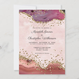 Invitación Boda de Rubor Pink and Burgundy Agate