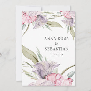 Invitación *~* Boda de Rubor RSVP Floral Bouquet AR15 rosa
