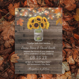 Invitación Boda de Rustic Autumt Sunflower Jar String Luces