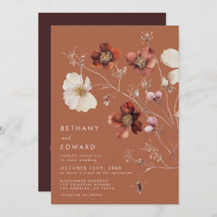 Invitación Boda de Rustic Fall Floral Terracotta