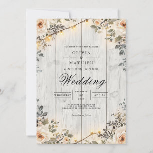 Invitación Boda de Rustic Floral String Lights