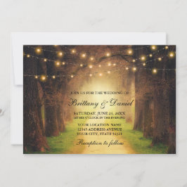 Invitación Boda de Rustic Forest Path String Lights