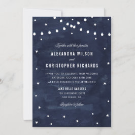 Invitación Boda de Rustic Starry Night String Luces