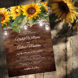 Invitación Boda de Rustic Sunflower Floral String Lights