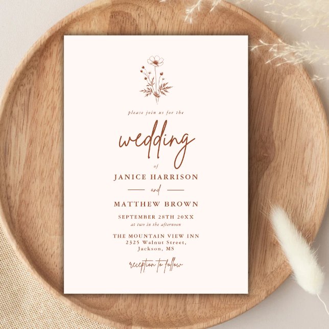 Invitación Boda de Rustic Wildflower Terracotta Boho (Subido por el creador)