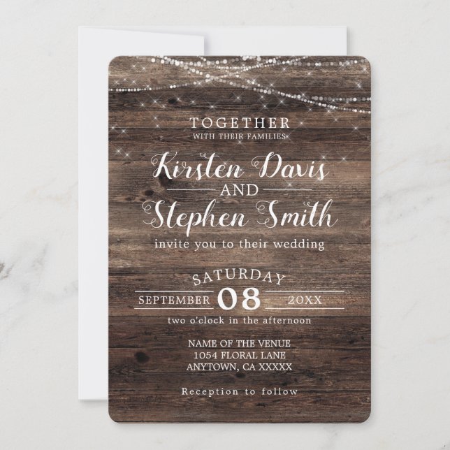 Invitación Boda de Rustic Wood Modern Country Light (Anverso)
