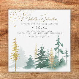 Invitación Boda de Rústica de la Selva Verde Dorada