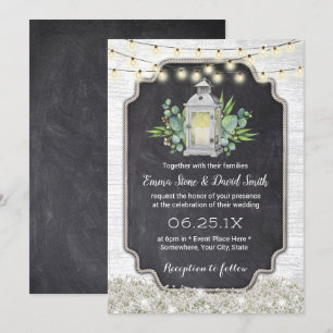 Invitación Boda de Rústica Floral White Lantern