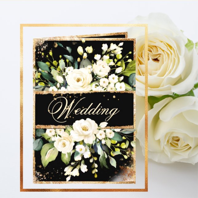 Invitación Boda de Rústica Negra Bostánica de Oro Blanco (Subido por el creador)