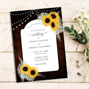 Invitación Boda de Rústico Sunflowers Frame Barn